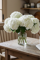 Faux White Mophead Hydrangea Stem
