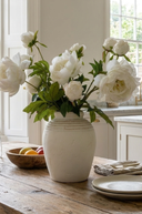 Faux White Peony Spray