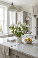 Faux White Peony in White Pot