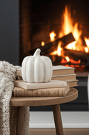 Glazed White Ceramic Pumpkin 12.3cm - The Irish Country Home