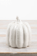 Glazed White Ceramic Pumpkin 12.3cm - The Irish Country Home