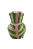 Green and Pink Striped Vase