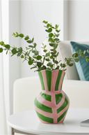 Green and Pink Striped Vase