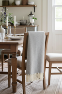 Luxury Supersoft Herringbone Lambswool Throw Grey