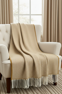 Supersoft Herringbone Lambswool Throw Honey