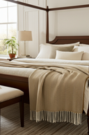 Supersoft Herringbone Lambswool Throw Honey