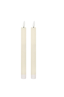 Pair of Warm White LED Tapered Ivory Dinner Candles