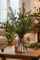 Faux Green Larch Branch with Cones