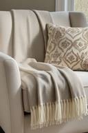 Supersoft Herringbone Lambswool Throw Soft Beige