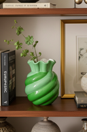 Mint/Green Swirl Stoneware Vase