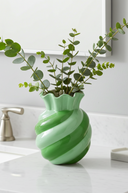 Mint/Green Swirl Stoneware Vase