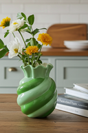 Mint/Green Swirl Stoneware Vase
