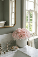 Faux Pink Hydrangeas in Ribbed Pot - The Irish Country Home