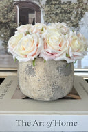 Faux Pink Roses in a Distressed Pot