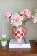 Mint and pink tulip candle holder