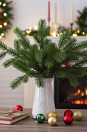 Faux Green Pine Branch with Moss — 70cm