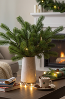 Faux Green Pine Branch with Moss — 70cm