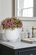 Pink Baby's Breath in Ribbed Pot