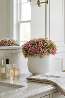 Pink Baby's Breath in Ribbed Pot