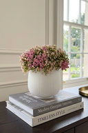Pink Baby's Breath in Ribbed Pot