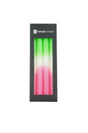 Set of 4 Dipdye Taper Candles in Green, White and Pink