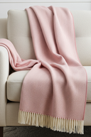 Supersoft Herringbone Lambswool Throw Pale Pink