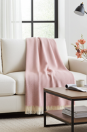 Supersoft Herringbone Lambswool Throw Pale Pink