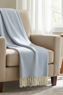 Supersoft Herringbone Lambswool Throw Ice Blue