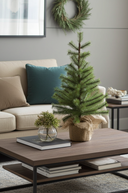 Tabletop Pine Tree in Hessian Wrap