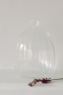 Tall Clear Ribbed Glass Vase