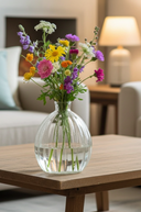 Tall Clear Ribbed Glass Vase
