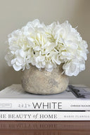 Faux White Hydrangeas in Rustic Pot