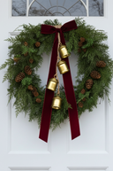 Mixed Foliage Wreath with Bow & Bells