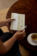 Block Printed Ruled Notebook A5 - Floral Lattice Buttercream - The Irish Country Home