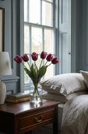 Faux Burgundy Parrot Tulip Bunch