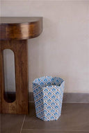 Block Printed Waste Paper Basket - Trellis Indigo - The Irish Country Home