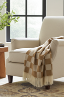 Supersoft Herringbone Lambswool Throw Caramel Check