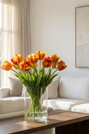 Faux Orange Flame Parrot Tulip Bunch