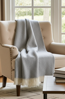 Luxury Supersoft Herringbone Lambswool Throw Grey