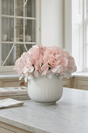Faux Pink Hydrangeas in Ribbed Pot - The Irish Country Home