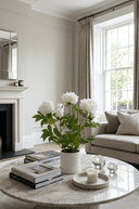 Faux White Peony in White Pot - The Irish Country Home