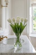 Faux White & Green Tulip Bunch